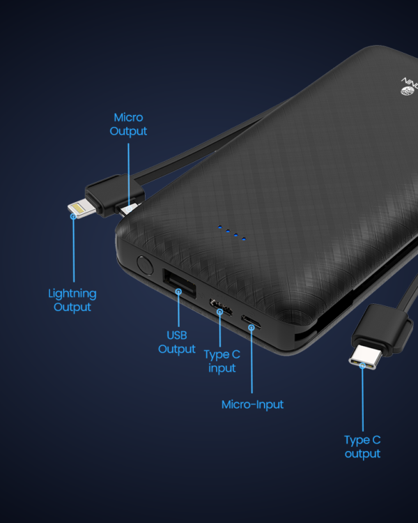 Built-In Cable Power Bank 20000 MAh